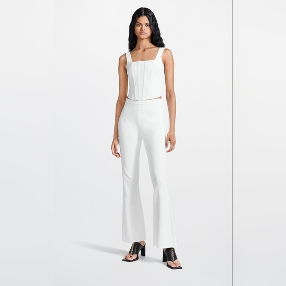18. NWT DION LEE RIB COLLAGE FLARE LEGGING TROUSERS IN LUSTRATE IVORY